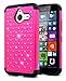Lumia 640 XL Case, NageBee - Microsoft Lumia 640 XL Heavy Duty Hybrid Protective Armor Case Soft Silicone Cover with Studded Rhinestone Bling Design Hard Case for Lumia 640 XL (Diamond Pink)