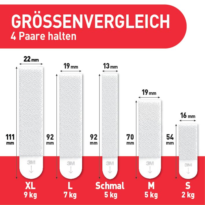 Command Klebestreifen, Vorteilspack 4x2 Mittel und 8x2 Größe L (24 Strips), Weiß - Bilder Aufhängen ohne Bohren, Streifen halten bis zu 7 kg, Rückstandsfreies Ablösen 3