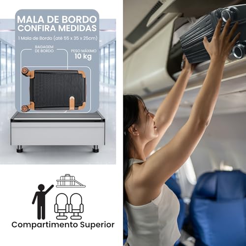 Santino Mala de Bordo Rígida - Textura Canelada Distinta, Rodas Duplas Silenciosas 360°, Cadeado com Combinação Numérica | Leveza e Segurança Aprimoradas para Viagens (Preto, Pequeno)