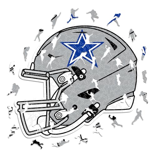 Iconic Puzzles - Dallas Cowboys Helmet, Wooden Puzzle officially licensed NFL, 100% sustainable, Gift for Adults and Children, size M, 270 Pcs