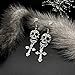 EVBEA Gothic Jewelry Skull Cross Drops Sparkly Big Chandelier Earrings for Women (White)
