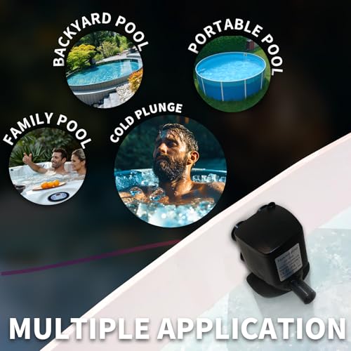 600GPH Cold Plunge Filter for 300-1000 Gal U-V Sanitation, Cold Pod Ice Bath Tub Filte, Small Pool Filter with Green Cleaning Machine Pool for Cold Pod Ice Bath Tub Hot Tub Water Clean
