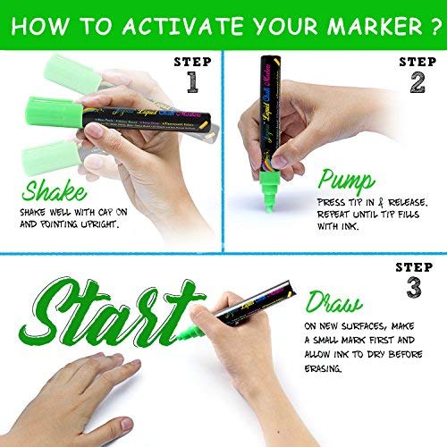 Joyooss 18pcs 6mm Highlighter Fluorescent Liquid Chalk Marker Pen, Highlighters for LED Writing Board - Non-Toxic, Safe & Easy to Use, Neon, Great for All Ages