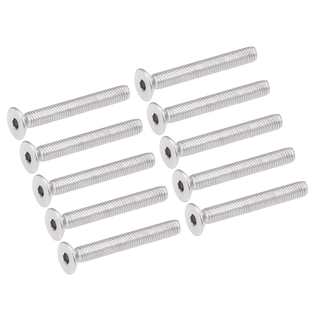 sourcing map M5x40mm Flat Head Machine Screws Inner Hex Screw 304 Stainless Steel Fasteners Bolts 10Pcs