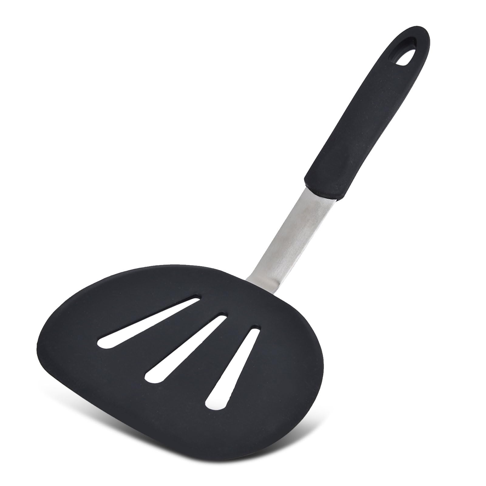 Turner Spatula Slotted Turner Silicone Fish Spatula Non Stick Soft Grip Heat Resistant Wide Slotted Cooking Utensil for Flipping Eggs Omelette Pancake Nonstick Cookware