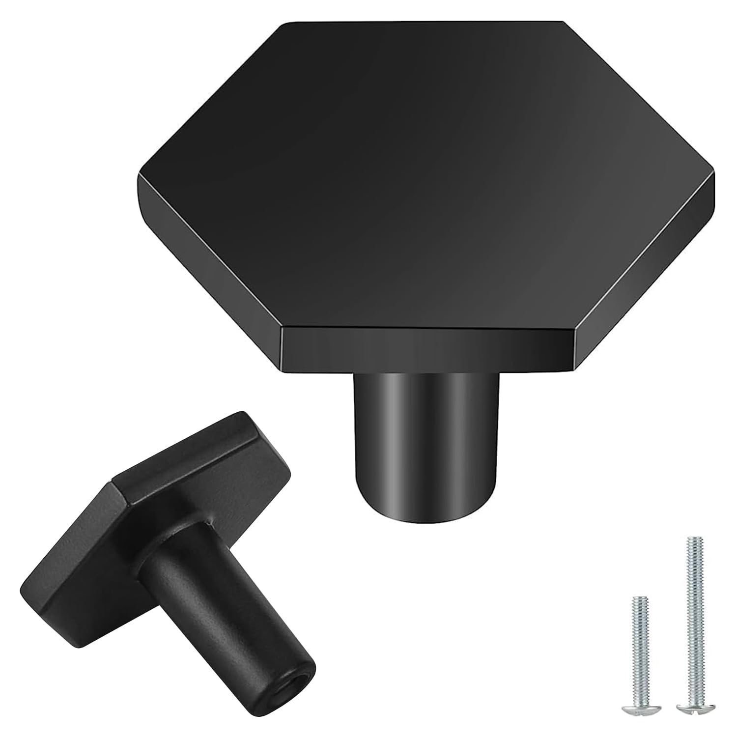 Vandicka 8 Pcs Black Door Knobs - Brass Cabinet Knobs Drawer Pulls - Hexagon Door Handles for Kitchen Cupboard Dresser Wardrobe, 35 * 26 mm — image 1