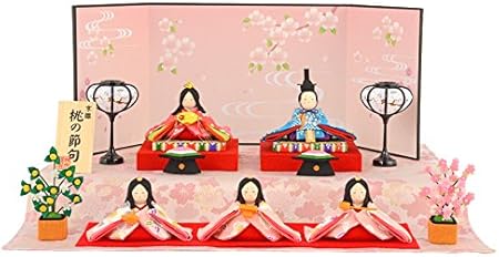 Amazon 雛人形 リュウコドウ ちりめん ふっくら ひな人形 コンパクト 段飾り 五人飾り 京雛 桃の節句 ほほえみ桜雛 H2 Rk 1 0733 おもちゃ おもちゃ