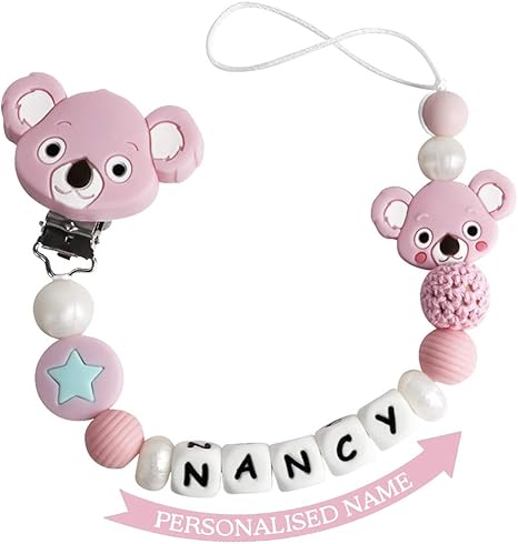 teething dummy clips personalised