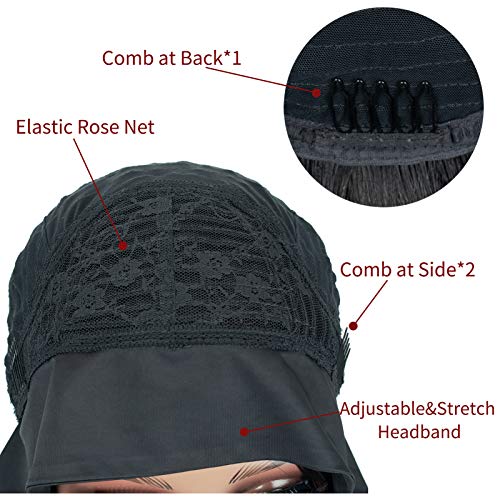 Laivay-Headband-Wigs-for-Women-Kinky-Curly-Human-Hair-Wigs-Natural-Black-Color-180-Density-14-Inch-120g