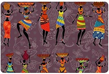 Custom African Women Doormat Entrance Mat Floor Mat Rug Mats Rubber Non Slip 23.6"(L) x 15.7"(W)