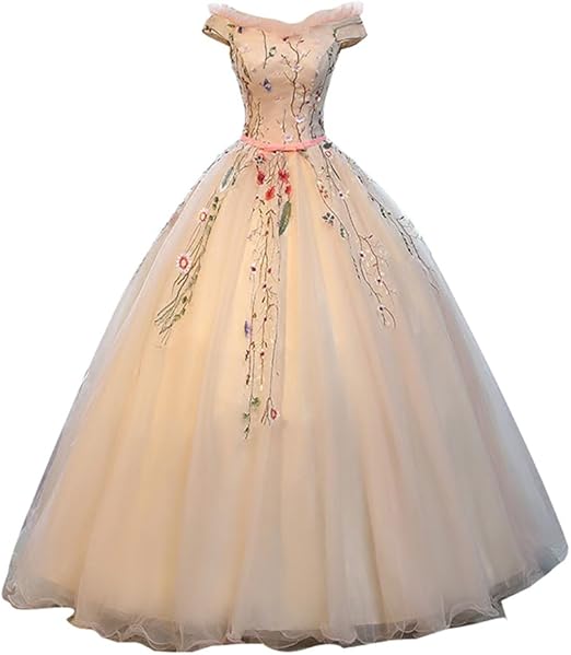 Amazon 花嫁 オフショルダー 演出服 結婚式 ウェディングドレス 披露宴 コンサート 編み上げタイプ 刺繍レースボリューム感 エンパイアライン 演奏会 ピアノ会 ドレス Party Dress イブニングドレス 通販