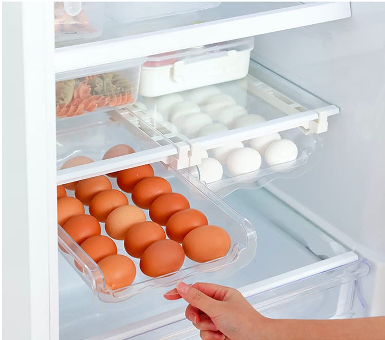 2 Sets of Fridge Egg Drawers, New Idea Rolling Refrigerator Egg Storage