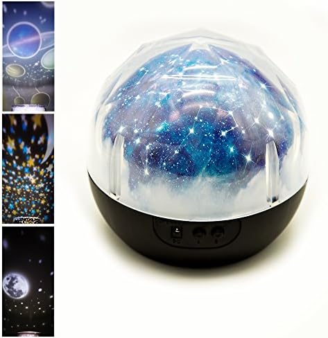 Chikka Night Light, Star Projector Lamp with 3 Colors and 6 Lighting Modes contains 5 Sets of Film, Gift for Kids, Teens Children, Men and Women.