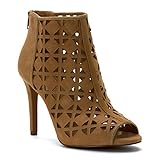 MICHAEL Michael Kors Womens Ivy Leather Open Toe Ankle Fashion Boots
