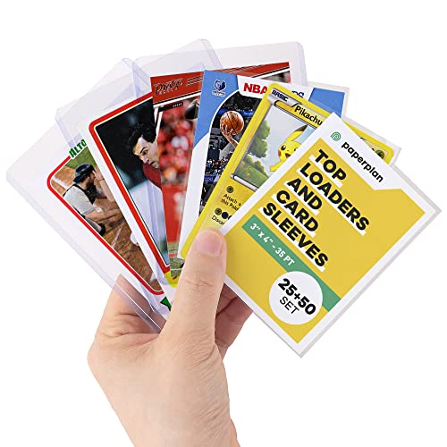 Top Loaders for Cards (25 Set) Trading Card Sleeves Hard Plastic (50