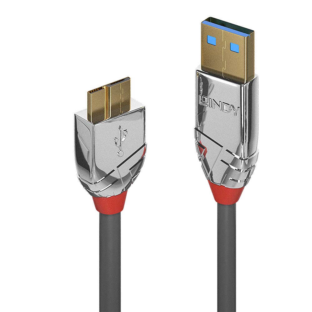 LINDY USB 3.2 Type A to Micro-B Cable, Cromo Line - Grey, 3m