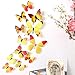 Wall Sticker,DOUMI 12pcs Decal Home Decorations 3D Butterfly Rainbow (Yellow)
