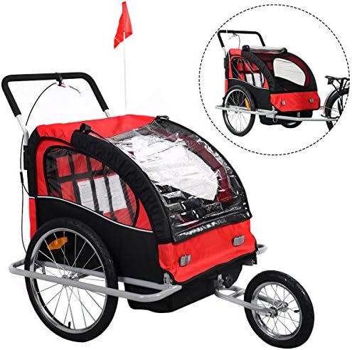 2 in 1 Double Child Baby Bike Trailer Bicycle Carrier Jogger Stroller