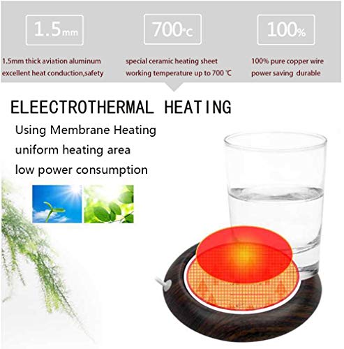UNIKbrush USB Coffee Mug Warmer Coaster Electric Heat Mug Milk Tea Beverage Heating Plate wood for Office Home christmas gift (BLACK)