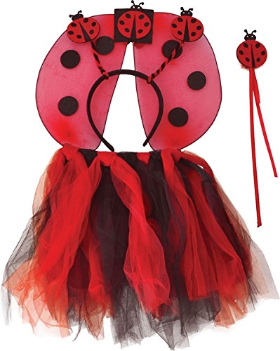 Bristol Novelties Women's Fancy Animal Ladybird Tutu Wings Headband & Wand Set
