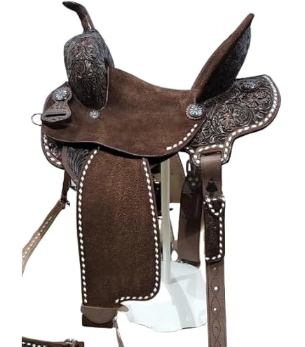 Selle Western Barrel En Cuir - Ensemble Complet - Taille 16 Pouces - Marron