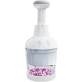 Pampeᴦed СҺеf Manual Food Chopper &ndash; Hand Vegetable Chopper, Onion Chopper, Garlic Chopper, Nuts Chopper &ndash; Handheld Kitchen Tool for Salad Fruits Nuts, Dishwasher Safe, White