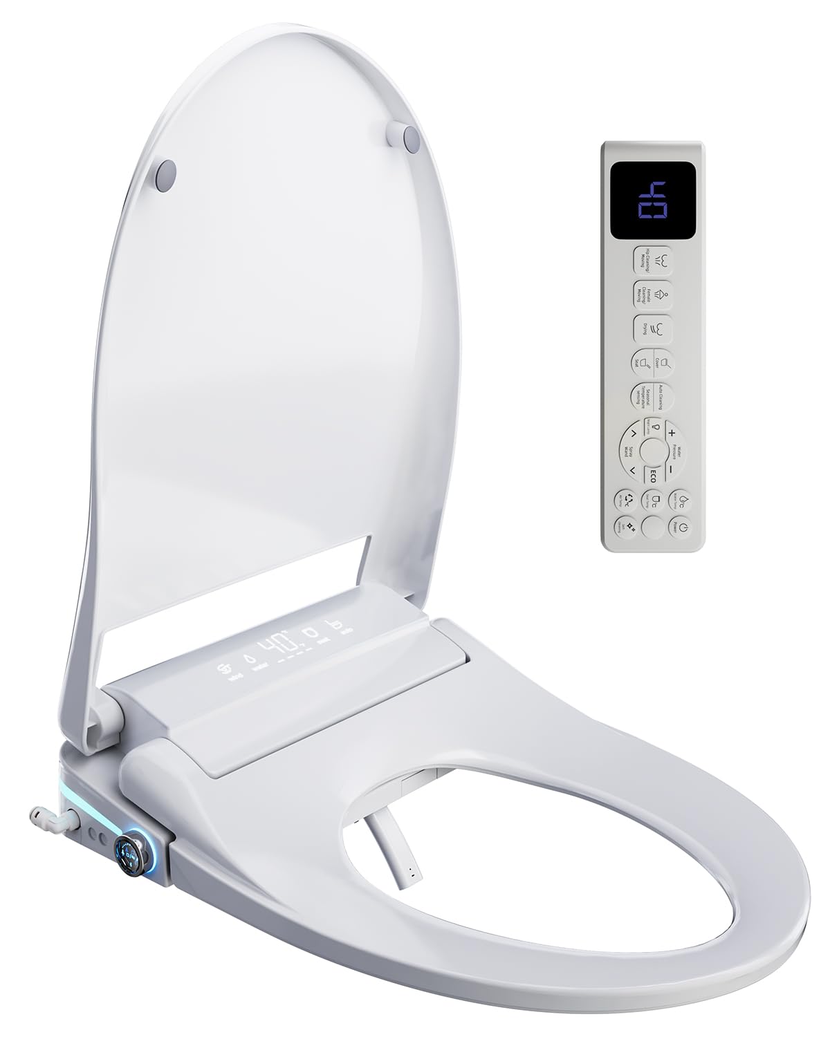 Smart WC-sitze mit Bidet Funktion, Bidet Toilettensitz mit Düse, Japanische Toilette Sitz Beheizbare Klobrille, Dusch WC mit Warmwasser und Trockner, Toilette mit Automatikdeckel und Aromafunktion