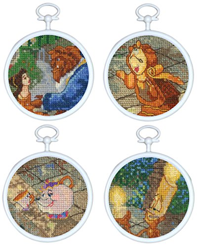 MCG Textiles Beauty and the Beast Mini Vignette Counted Cross Stitch Kit, Set of 4