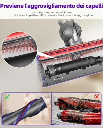 iRobacc V11 V15 SV22 SV28 Spazzola High Torque per Dyson V7 V8 V10 V11 V15, Spazzola Motorizzata Ideale per Tappeti e Pavimenti Duri,Flusso d'Aria Regolabile