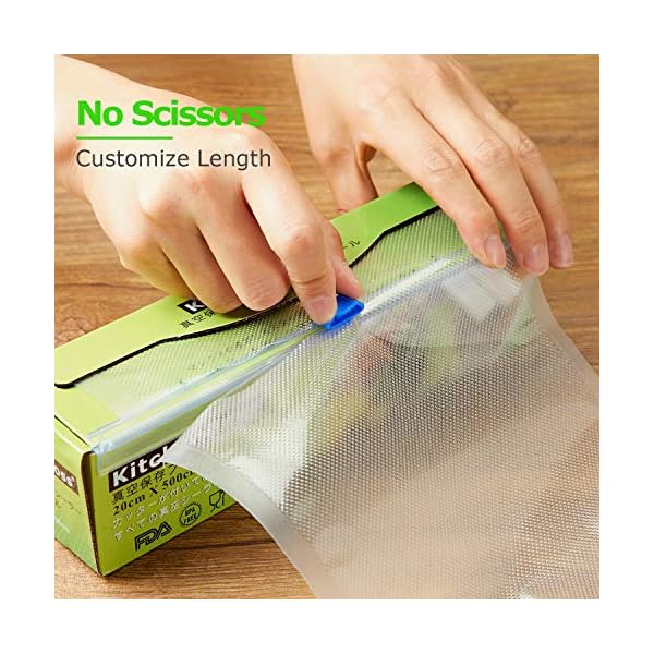 KitchenBoss Vacuum Sealer Rolls Bag, 6 Pack 8″x16.5′ and 11″x16.5′ Food