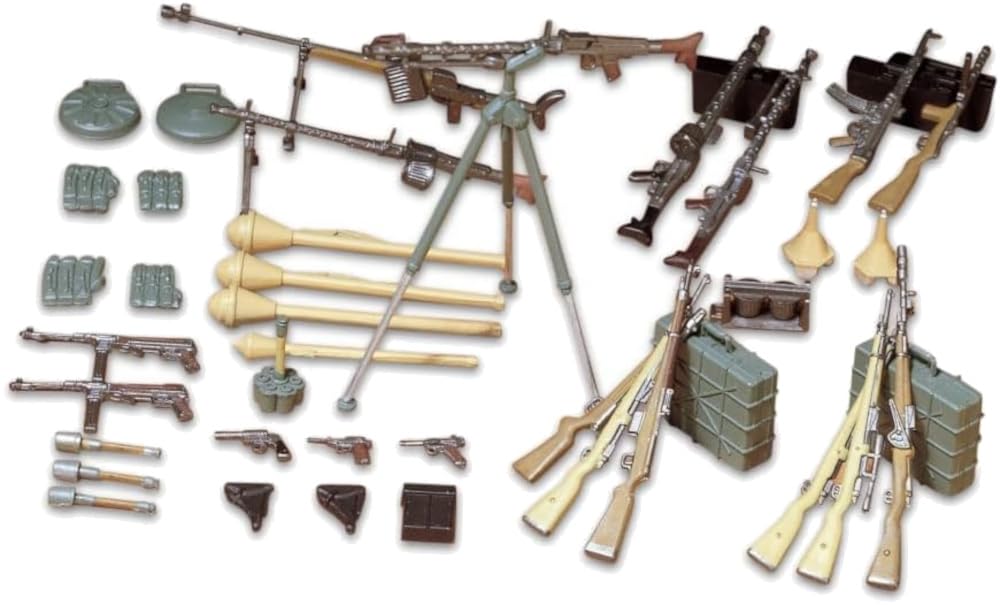 TAMIYA 35111 – 1:35 Diorama Set German Weapons Infantry (24), Model Building, Plastic Kit, Unvarnished