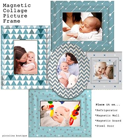 MODERN BLUE MAGNETIC COLLAGE PICTURE FRAME-Modern blue style picture frame for nursery and kids room