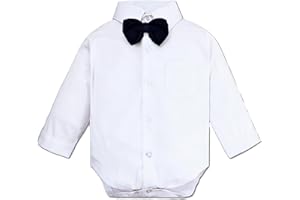 A&J DESIGN Infant Baby Boys Dress Shirt Bodysuit Gentleman Formal Wedding Long Sleeve Rompers