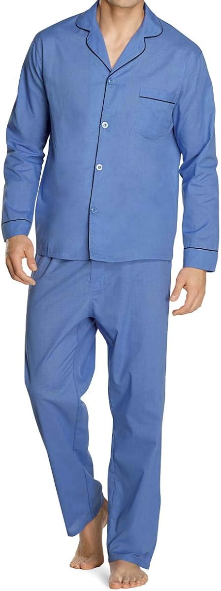 Hanes Men's Woven Plain-Weave Pajama Set: Clothing