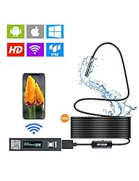 Endoscopio inalámbrico, STYLEAGAL WiFi Borescope IP 68 impermeable endoscopio cámara de inspección para Android y iOS Smartphone, iPhone, Samsung, iPad, Tablet (33FT)