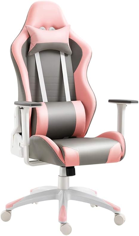 Amazon Co Jp ゲームチェア 女性専用ピンク 調節可能な回転チェア キャスターとアームレスト付きのハイバックオフィスチェア ライブ放送 オフィスおよびゲームに最適 ホーム キッチン