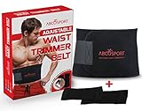 Waist Trimmer Adjustable Belt For Men & Women - Stomach and Back Lumbar Support - Belly Fat Burner - Slimming & Weight Loss Belt - One Size Fits Most. (9 Wide), "Includes A Free Pair of Arm Sleeve"