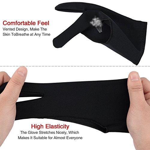 LumsBurry Graphic Drawing Tablet 2-Fingers Glove Artist Gloves for Light Box, Graphic Tablet, Graphic Monitor and iPad Pro (M) - Thumbnail 4