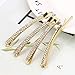 JETEHO 4 Pack Double Row Clear Sparkling Crystal Rhinestone Hair Barrettes Bobby Pins Clips Fashion Hair Clip Hair Accessories for Women (Gold)