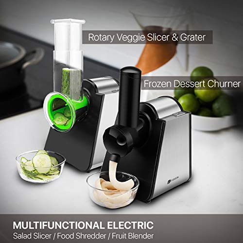 Flexzion Electric Mandoline Cheese Vegetable Slicer Chopper Shredder Grater, Salad Maker Potato
