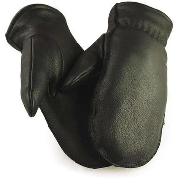 Northstar Unisex DeerSkin Sherpa Lined Black Mittens - Classic Chopper Style Winter Gloves