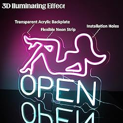 Open Neon Sign Bar LED Sign Pink Lady Neon Signs
