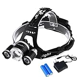 LED Headlamp Headlight Flashlight - Zoomable Super Bright , 4 Modes 3 XM-L CREE T6 LED, Rechargeable Batteries, Adjustable - Outdoor Hiking Camping Riding Fishing Hunting