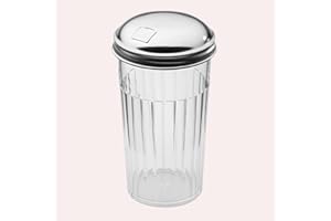 GENERIC Plastic Sugar Pourers with Stainless Steel Pour-fip Lid, Clear Plastic Suger Shakers/Dispenser with 12 Oz. (360 ml) Capacity by Geex Depot US. (1, 12 Oz.)