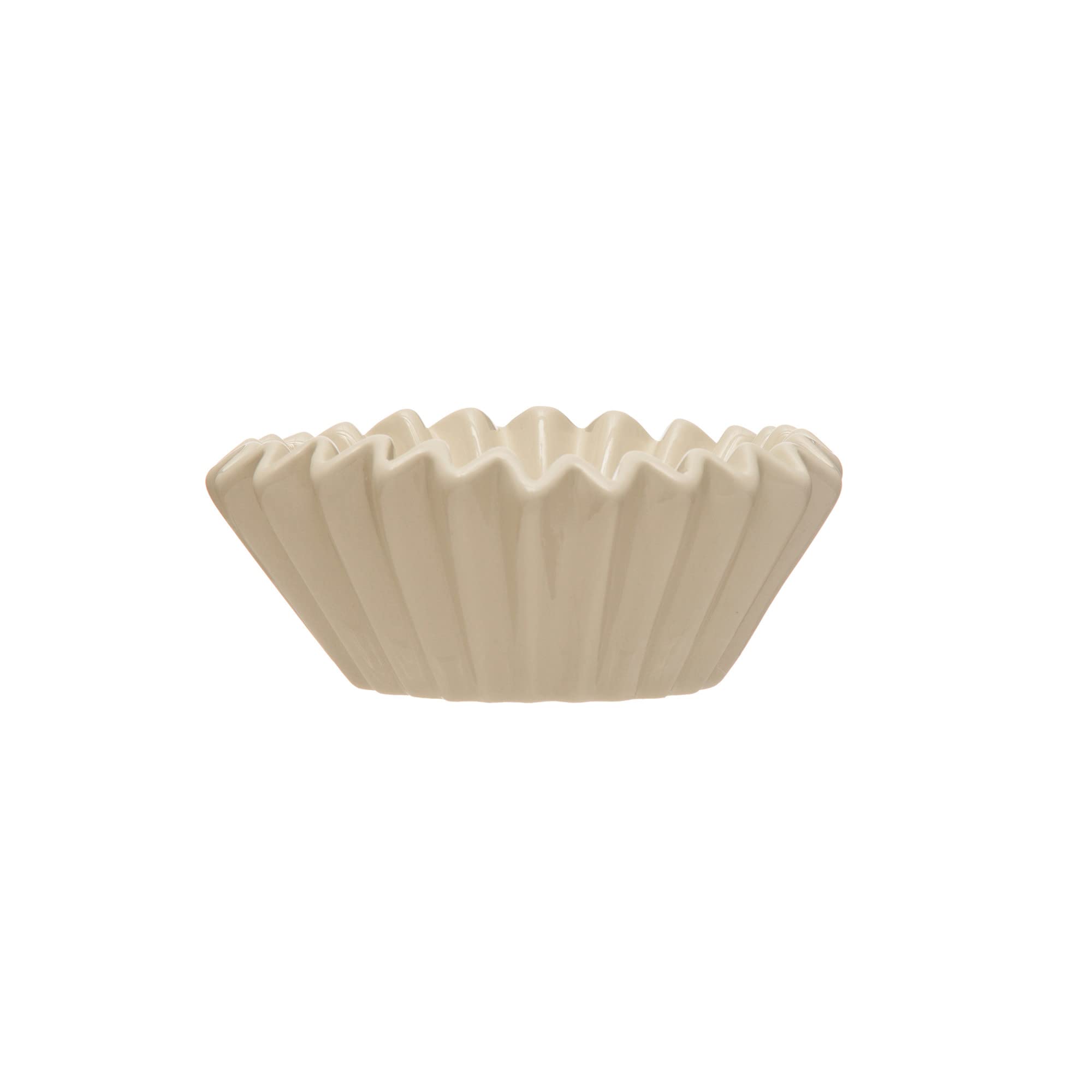 Photo 1 of Creative Co-Op Fluted Stoneware Bowl, White