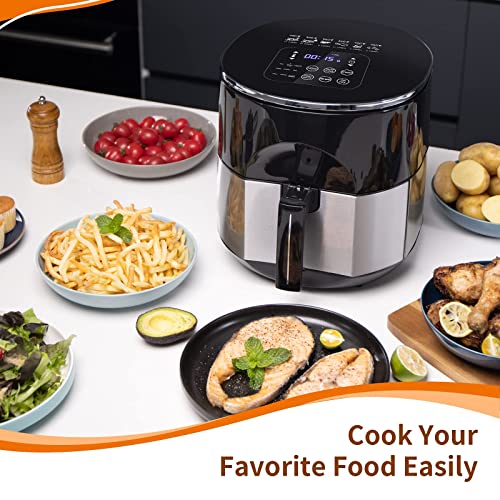 Air Fryer Small with 9 Presets, Stainless Steel Air Fryers Oven Oilless Cooker, Preheat and