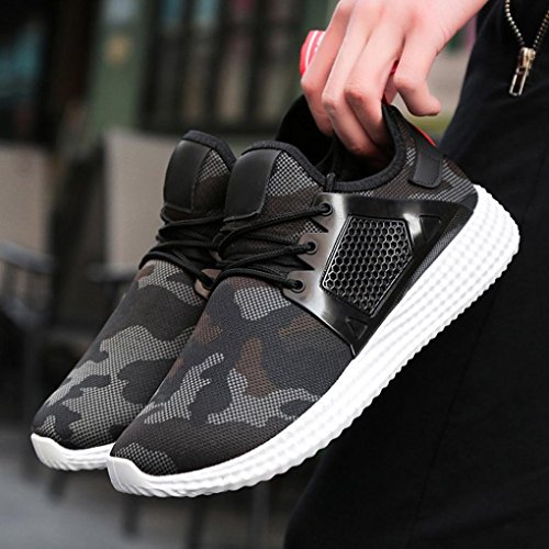 Tenworld Men's Fashion Sneakers Breathable Athletic Casual Sports Running Shoes (9, Black)