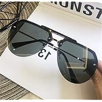 GONGFF Sunglasses Men and Women Big Box Half Frame Marine Lens Sunglasses