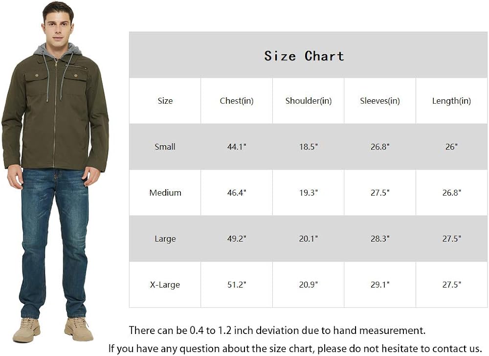 JYG Men's Casual Cotton Military Lapel Jacket with Removable Hood at  Men’s Clothing store