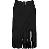 Apocrypha Womens Boho Fringe Faux Suede Trendy Casual Country Concert Western Cowgirl Tassel Skirt